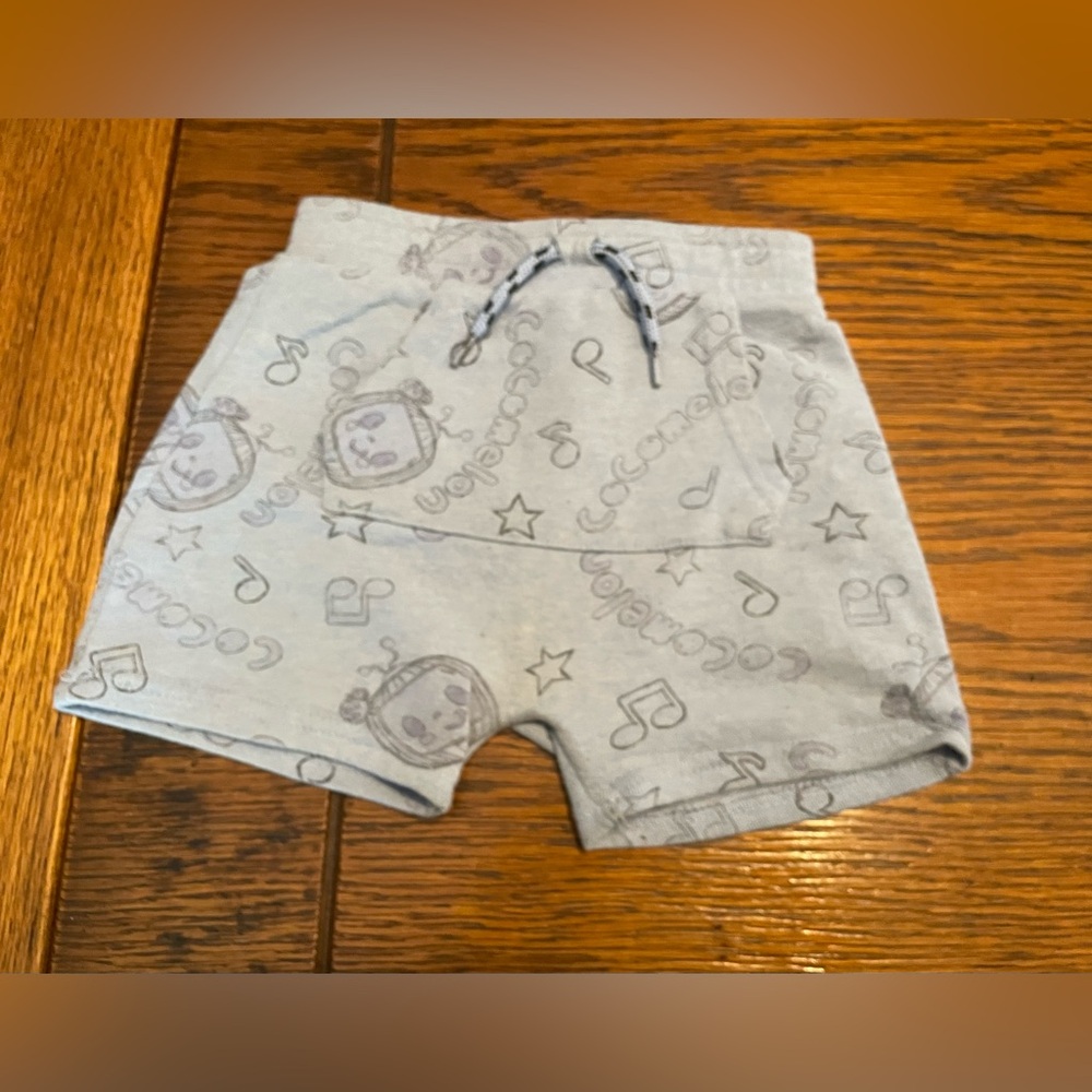 Light Gray Printed Baby Shorts with Drawstring
